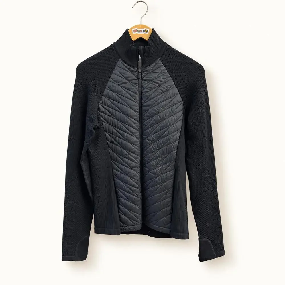 Athleta Lite Jacket Zip Puff Chest Black Size M